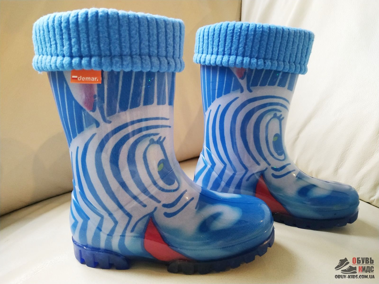 Резиновые детские сапоги Демар Зебра синяя. Twister Lux Print hh